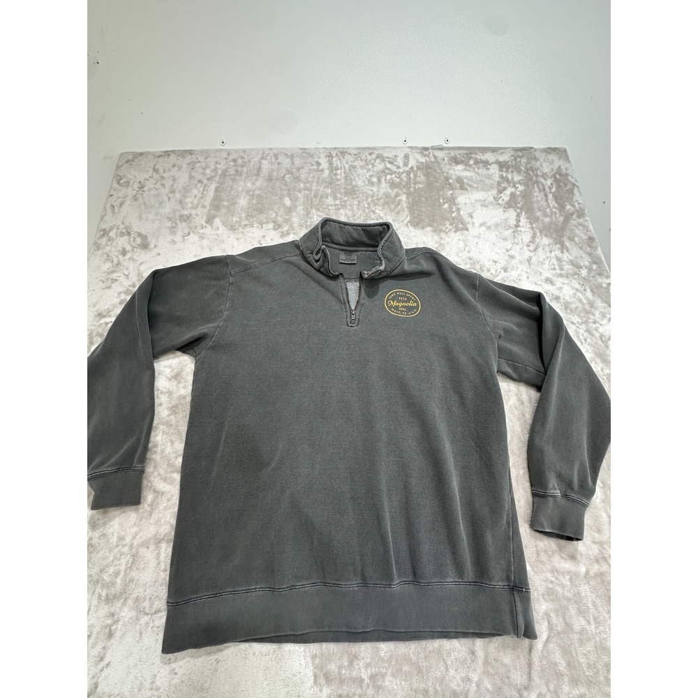 Magnolia Waco TX Sweatshirt Mens Gray Pullover 1/4 Zip Long Sleeve Mock Neck